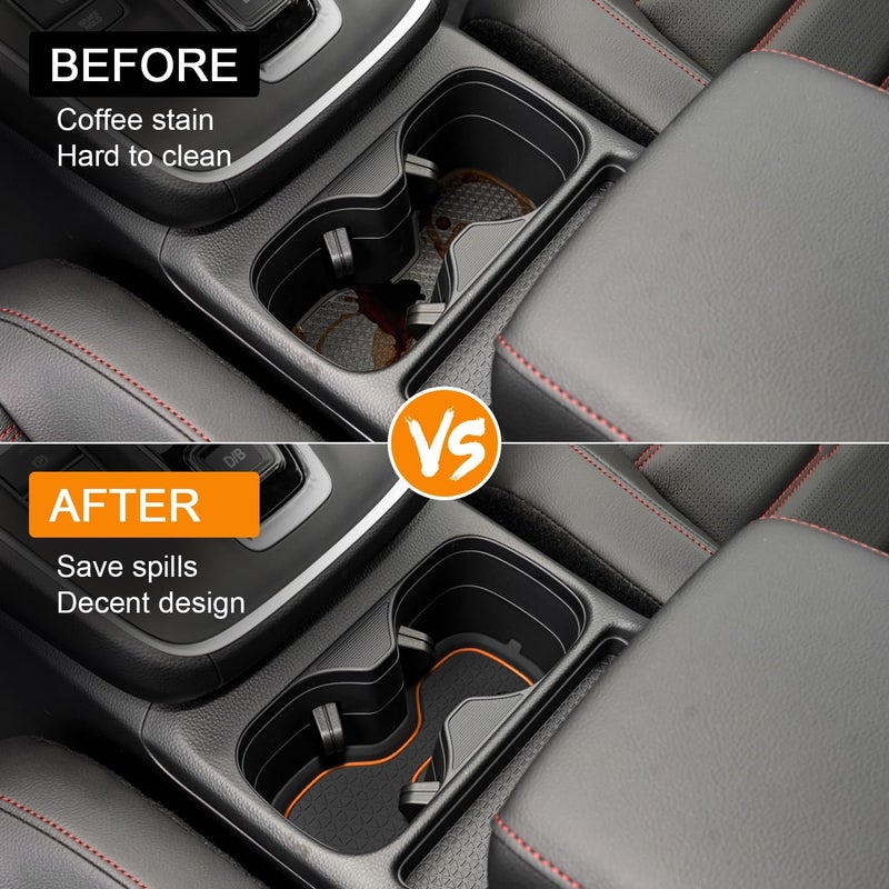 KENTUTO for Honda CRV Accessories 2023 2024 2025 2026 3D Cup Holder Center Console Liner Inserts Silicone Anti-dust Mat Pad Interior Decoration (2 Pcs, Orange Trim) - Image 4